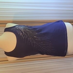 Express Embellished Top Silver Sequin and Bead Detail - Beautiful & EUC